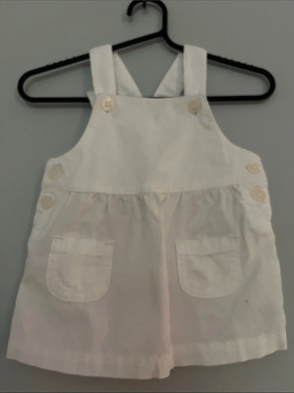 Carter's White Toddler Overall Dress with Patch Pockets